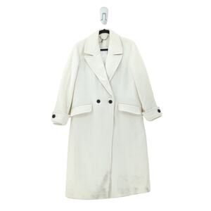 All Saints Women 6 Mabel Coat White Double Breasted Oversized Longline NEW FLAW